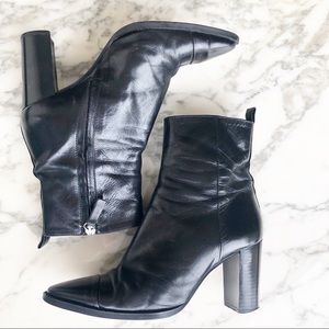Zara leather black heeled boots